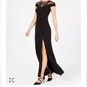 adrianna Papell Sequin Embellished Illusion-Lace Gown